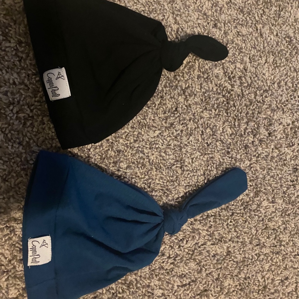 2 Copper Pearl Top Knot Hats
